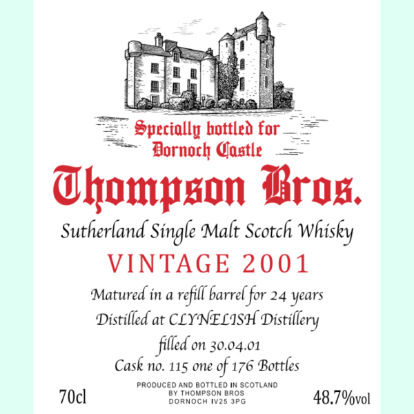 Clynelish DCH 2001 - Label