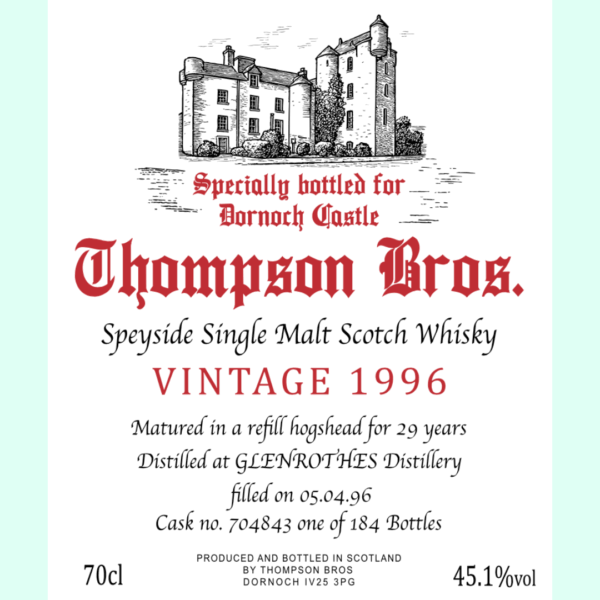 Glenrothes 1996 DCH - Label